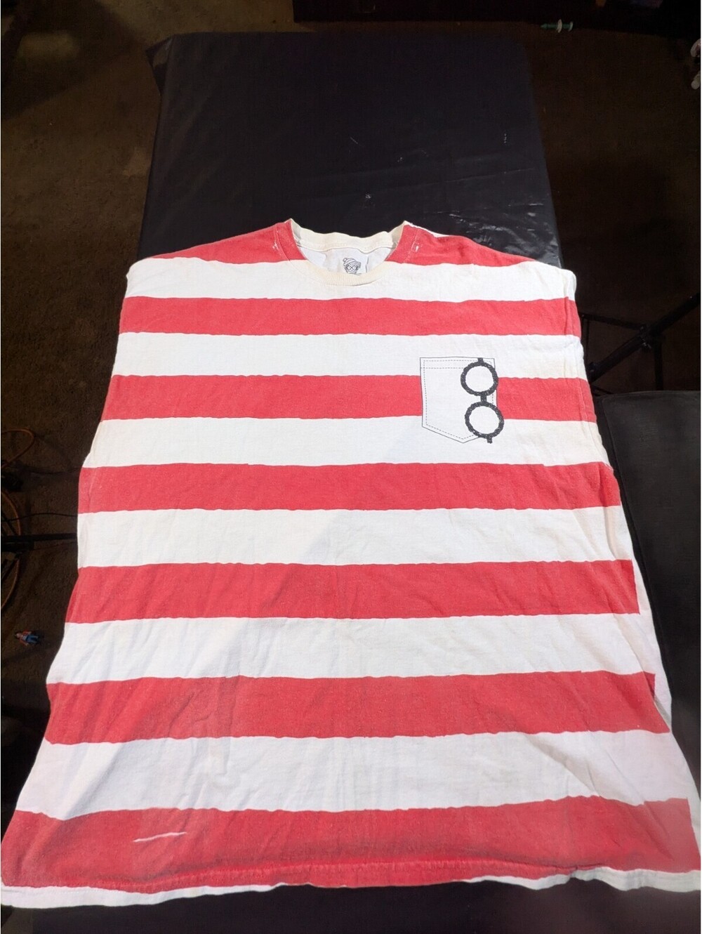 Where's Waldo Mens T Shirt Large Striped Short Sleeve Cotton Camisa Casual 2XL